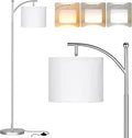 Aooshine Silver Floor Lamps for Bedroom with 3 Color Temperatures, Tall Standing Lamp with White Shade(Bulb Included)