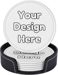 Personalised 6 PCS Drink Coasters Custom Image Text Leather Cup Holder Design Your Round Bar Coasters with Cork Base for Kitchen Home Office Restaurant