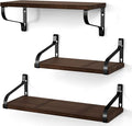 Love-KANKEI Rustic Shelves, Floating Shelves Wall Mounted Set of 3, Wall Shelf for Bedroom, Kitchen, Bathroom, Living Room, Office and More, Dark Walnut