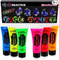 The Glowhouse UV Neon Face Paint and Body Paint Set (Pack of 6) Fluorescent Brightest Glow under UV!