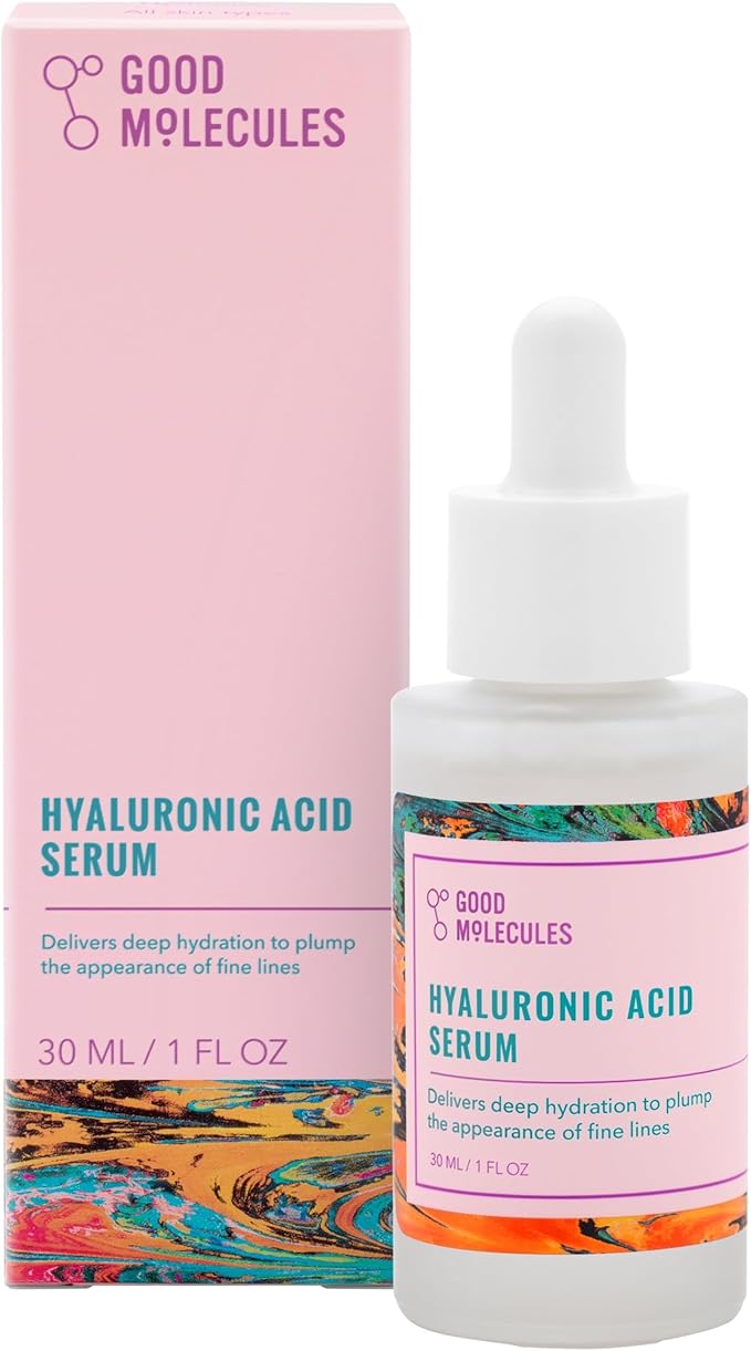 Good Molecules Hyaluronic Acid Serum Hydrating, Non-Greasy Formula To Moisturize, Plump 1% Ha, Anti-Aging, Water-Based Skincare For Face