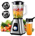 GDOR 1200W Blender 2 in 1 Smoothie Blender with 1.5L Glass Jug & 650ML Travel Cup 3 Speed Smoothie Maker Professional Jug Blenders for Smoothies, Shakes, Frozen Drinks, Ice, Sauces, Silver
