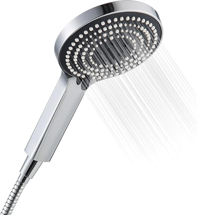 OFFO Shower Head and Hose 1.5m, 6 Modes Handheld Shower Head Large Powerful Boosting Handheld Showerhead for Low Water Pressure ShowerHead,Chrome