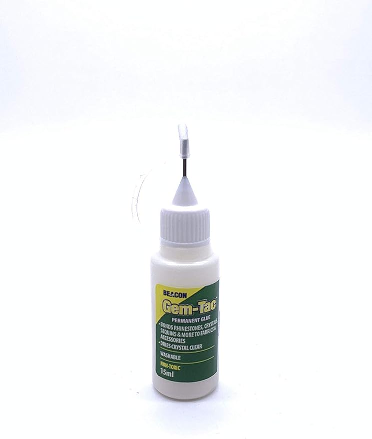 15ml Beacon Gem-tac Adhesive with Precision Crystal Needle – Strong Clear Glue for Crystals, Rhinestones, Diamanté & Gems – Jewellery, Crafts & DIY Projects (1 Bottle)