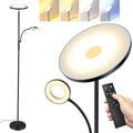 LED Uplighter Floor Lamp, Upgraded 42W 4200LM Dimmable Floor Standing Lamp with Remote & Touch Control, 1min Installation, Standard Reading Lamps Living Room Modern for Bedroom,office,babyroom(Black)[Energy Class A]