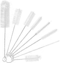 YUNGMAX Small Bottle Brush Set, 8PCS Nylon Straw Cleaner Pipe Brushes for Washing Narrow Neck Water Bottles Jars Teapot Spout (White)