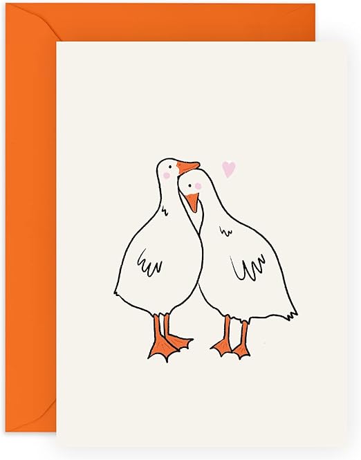 Boyfriend Valentines Day Card - Girlfriend Anniversary Card - Ducks In Love - Wedding Celebration For Husband Wife - Sweet Thinking Of You Card - Comes With Fun Stickers