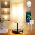 Table-Lamp-Bedside-Touch-Control-Dimmable-Charging-Rechargeable USB A+C Charger Ports 3-Way Dimmer Linen Fabric Shade Lamps LED Tables Lampe Reading Night Modern Lights Bedroom Living Bed Side Lounge[Energy Class F]