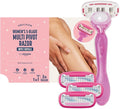 by Amazon Women's 5 Blade Razor with Multi Axis Pivot handle + 3 refills