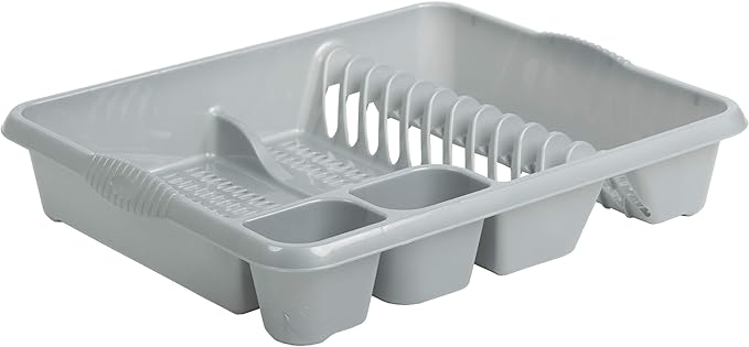 High Grade Extra Large Plastic Dish Drainer Plate and Cutlery Rack in Silver by Wham