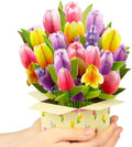 Pop Up Tulip Flower Bouquet Card Get Well Soon Cards 3D Pop Up Birthday Card Thinking of You Greeting Card for Christmas Congratulations Gifts Includes Envelop.