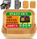 BYKITCHEN Air Fryer Liners for Ninja Dual Zone, 100pcs Air Fryer AF300UK AF400UK Accessories, Disposable Airfryer Parchment Paper Liners for Double Stack SL400UK, Compatible with Keplin, Tower Fryers