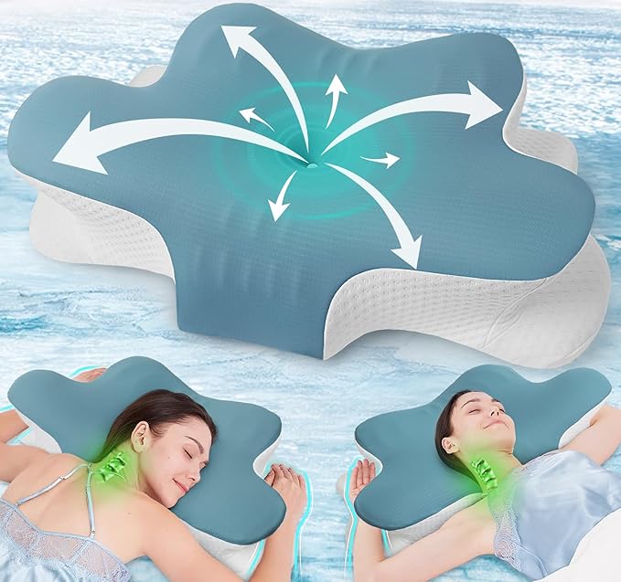 Orthopedic Memory Foam Pillow for Neck and Shoulder Pain – Ergonomic Cervical Pillow with Armrest, Adjustable Height, Cooling Cover – Ideal for Side, Back & Stomach Sleepers – 100-Night Trial