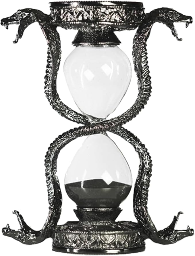 Gothic Metal Snake Hourglass Sand Timer 15 minutes, Home and office decorative Statue, Gunmetal Finish.