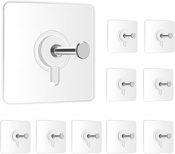 Zulaxy Photo Frame Hooks Without Drilling, 10 Pack Self Adhesive Hooks Heavy Duty Nail Free for Hanging Photo Frame, Wall Clock, Kitchen Accessories