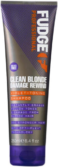Fudge Professional Clean Blonde Damage Rewind Shampoo, Intense Purple Toning for Blonde hair, Bond Repair Technology, Sulfate Free, 250 ml