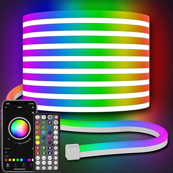 AILBTON Led Neon Rope Lights 10m Flexible Led Rope Lights,Control with App/Remote,Multiple Modes,RGB Neon Music Sync Gaming Strip for Bedroom Indoor[Energy Class A]