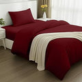 Utopia Bedding 3 Piece Single Bedding Set - Duvet Cover, Fitted Sheet with Pillow case - Soft Brushed Microfiber (Burgundy)