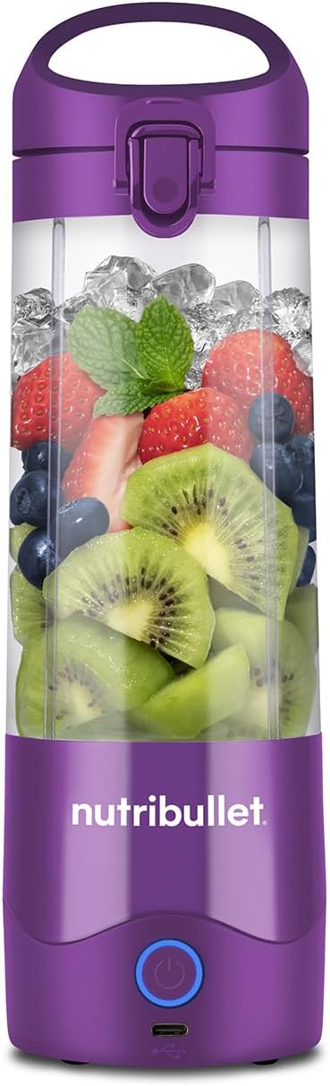 nutribullet Portable Blender in Purple - Powerful Extractor Blade, 475ml Cup, To-Go Lid, USB-C Charging Cable & User Guide - Delivers 15+ Blending Cycles - Healthy Shakes On The Move