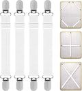 Bed Sheet Clips, 4PCS Adjustable Bed Sheet Straps, Elastic Sheet Straps Suspenders Clips for Bedding, Fitted Bed Sheet Grippers to Keep Your Sheets in Place
