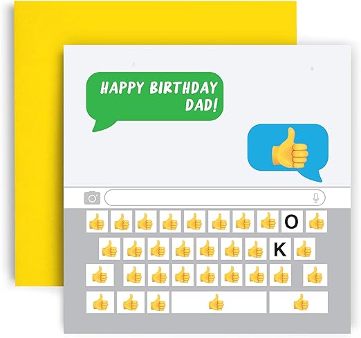 Huxters Birthday Card for Dad and Him – Funny Dad Emoji Keyboard - Funny Card for Dad Texting - 14.8cm (Dad Birthday)