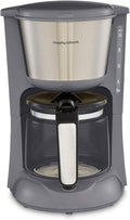 Morphy Richards Equip Filter Coffee Machine, Pour Over Technology,10 Cup Capacity, Fast Brew, Anti Drip, Easy Clean Reusable Filter, Keep Warm, Aroma Blender, Grey and Stainless Steel,162505