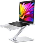 Babacom Laptop Stand, Ergonomic Foldable Computer Stand with Adjustable Height, Ventilated Aluminium Alloy Laptop Riser Desktop Book Stands Compatible with MacBook Air Pro, All 10-16" Laptops (Silver)