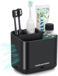 Black Toothbrush Holder Easy to Clean Electric Toothbrush Holder with Drainage, Freestanding Toothbrush Caddy for Family, Detachable Toothbrush Holders for Bathroom Organiser Storage
