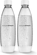 SodaStream 1 Litre Twin Pack, Dishwasher Safe Slim Bottle, 2 Pack (1 Piece) (White)