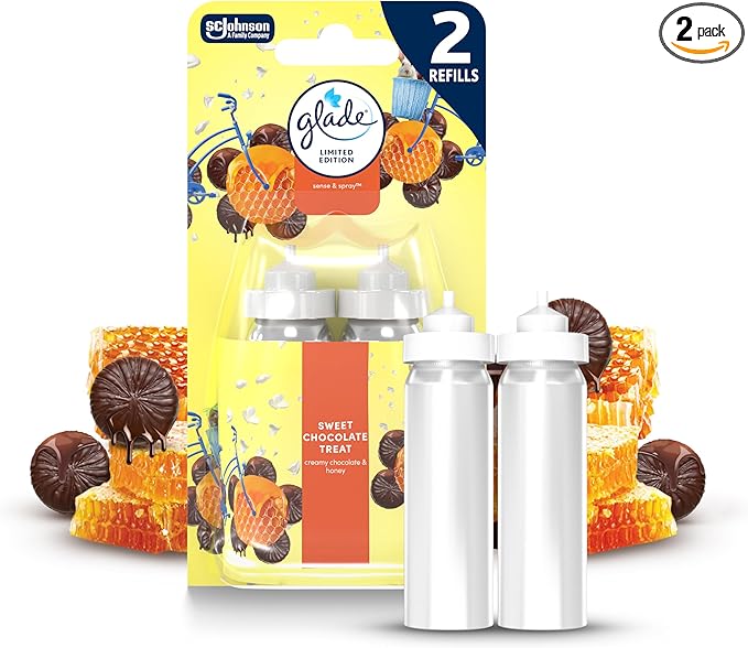 Glade Sense & Spray Air Freshener Refill, Motion Activated Automatic Room Spray and Odour Eliminator for Home, Sweet Chocolate Treat, Duo Pack (2 x 18ml), Packaging May Vary