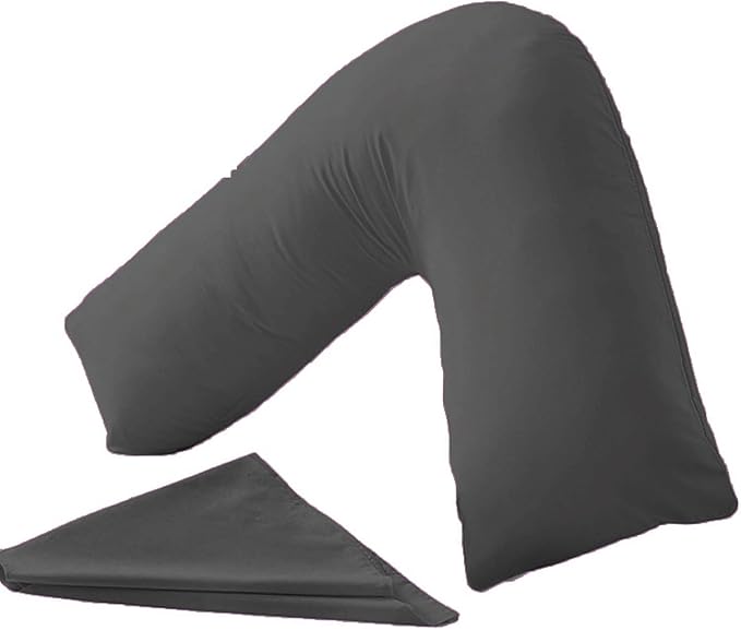 Comfy Nights Orthopedic V Shape Pillow Extra Support For Head, Neck & Back with Free Cover - Charcoal