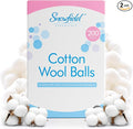 SOL 200pk Cotton Wool Balls - Soft & Gentle Natural - 100% Pure Cotton for Baby Care, Makeup Removal & Crafts - Highly Absorbent [Now Packed in Box]