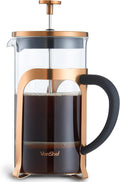 VonShef 8 Cup Cafetiere, 1L French Press, Heat Resistant Borosilicate Glass & Stainless Steel Copper Design, Filter Coffee Maker with Plunger