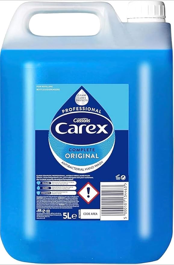 Carex Original Professional Antibacterial Hand Wash - Kills 99.9% of Bacteria & Viruses, Dermatologically Tested Liquid Soap that Cleans, Cares & Protects Hands, 5 Litre