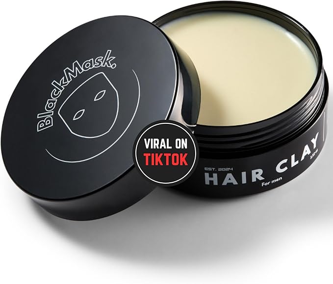 BlackMask Hair Clay for Men (3.52 oz) Matte Finish with Strong Hold, Hair Styling Clay, Adds Texture & Volume
