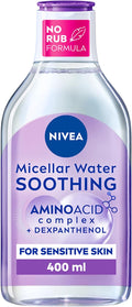 NIVEA Micellar Water Soothing, Fragrance Free Eye Makeup Remover, Micellar Cleansing Water for Sensitive Skin, Gentle Skin Cleanser (400ml)