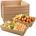 HAKACC 50 Pack Paper Food Trays, 7x5 Sturdy Paper Plates Alternative, Single-use Kraft Cardboard Serving Trays, Oilproof for Party Food, BBQ, Birthday, Picnic and Catering