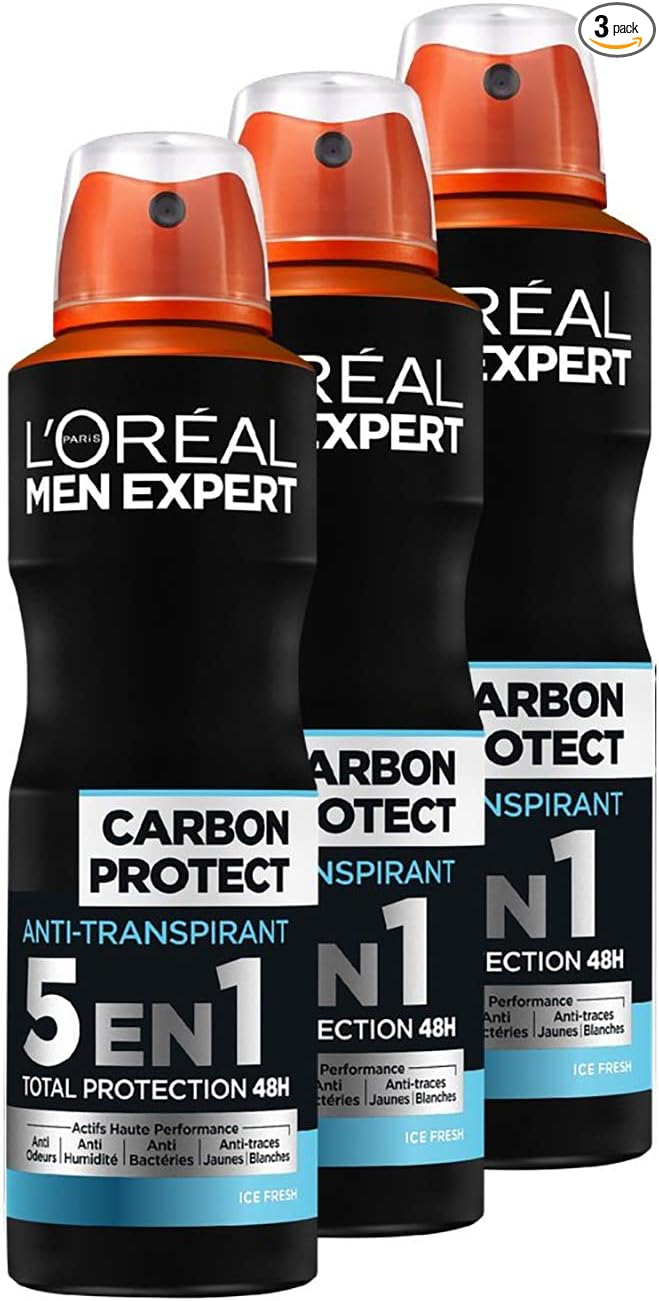 L'Oréal Men Expert Carbon Protect Ice Fresh 5-in-1 Men's Spray Pack of 3