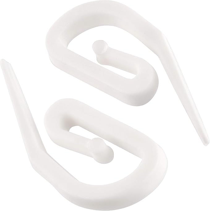 White Plastic Curtain Hooks | Hooks For Pencil Pleat, Window, Door & Shower Curtains | Heavy Duty Hook for Header Tape & Drapery | Pack of 100-3.2 x 1.2cm | The Bead Shop - A UK Brand