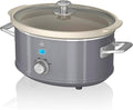 Swan SF17021GRN Retro Slow Cooker with 3 Temperature Settings, Keep Warm Function, 3.5L, 200W, Retro Grey