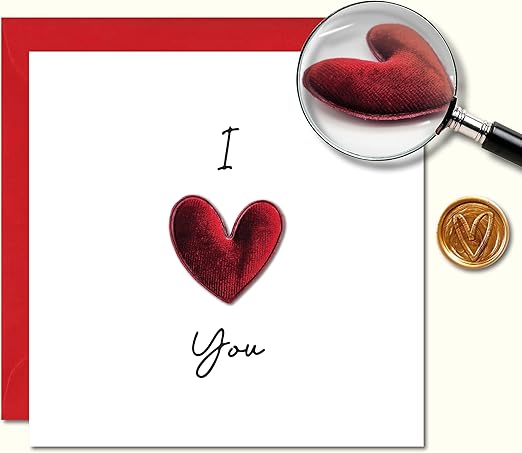 3d Valentines Card with Luxury Wax Seal and Envelope 15x15cm - Valentine's Day Cards for husband, wife, him, girlfriend, boyfriend - Anniversary card I love you - Eco-friendly