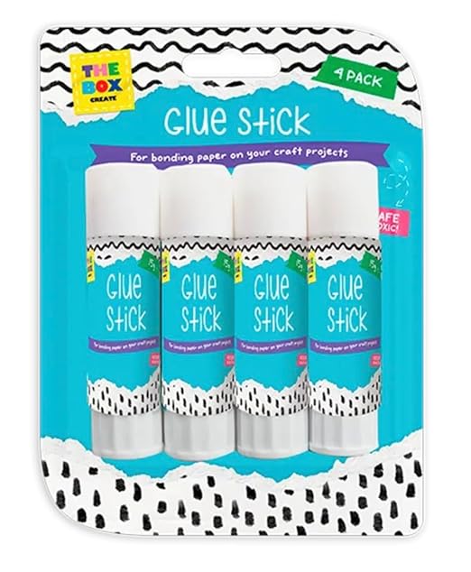 Glue Sticks contains 4 sticks of 15g that are perfect for bonding paper and cardboard. Kids friendly safe and non toxic Art and craft supply Each stick of glue is saf"