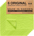 SUPERSCANDI 6 Pack Reusable Cleaning Cloths - 100% Biodegradable & Compostable Washable Swedish Dishcloth - Food-Safe & Plastic-Free Kitchen Cloth Suitable for Any Surface, Apple Green