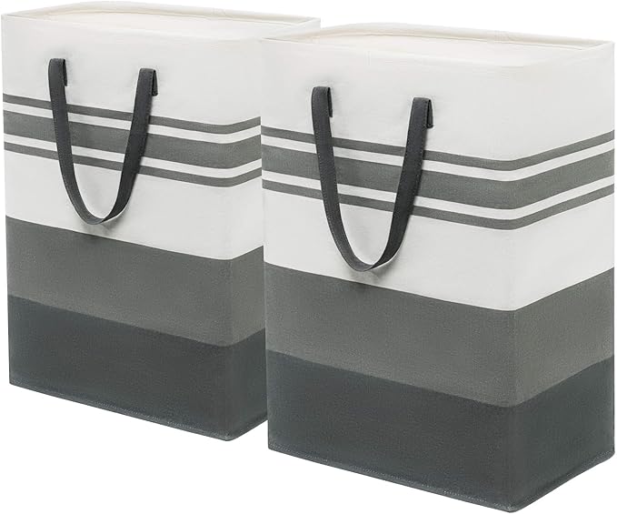 Large Laundry Hamper, 2-Pack 75L Tall Laundry Basket, Clothes Hamper Laundry Organizer for Dorm and Family, Folding Washing Basket for Laundry Bin Toy Storage, Baby Baskets for Hampers, Grey