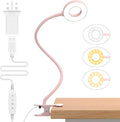 iZELL LED Desk Lamp with USB Adapter【3 Color Modes 10 Brightness】 Eye Caring Clip on Clamp Light, 40cm Flexible Arm Book Ring Light for Gaming/Video Conference/Reading, Clip on Table, Headboard[Energy Class E]