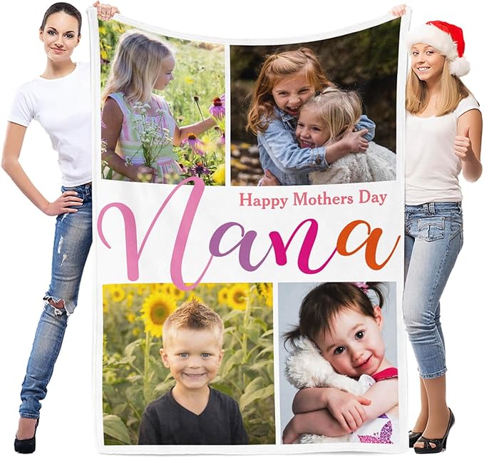 LNM Personalised Blanket with Photo, Customised Blanket with Picture, Custom Photo Blankets, Picture Blankets, Personalised Valentines Birthday Gifts for Kid Baby Pet Family
