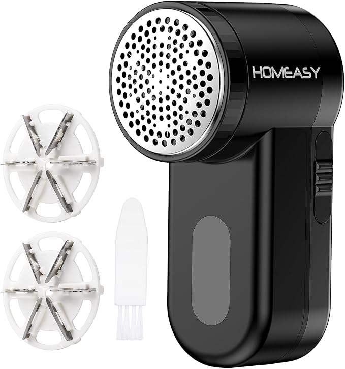 Fabric Shaver, HOMEASY Portable Lint Remover Debobbler Clothes Shaver, Bobble Remover for Clothes Adjustable 2 Speed Lint Shaver with 3 Blades Included (Black)