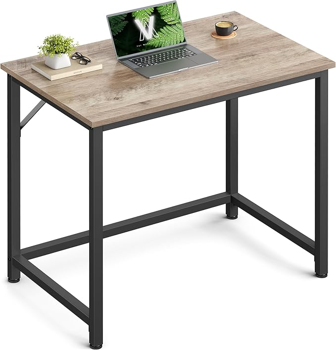 VASAGLE Computer Desk, Office Desk, 80 x 50 x 76 cm, for Study, Bedroom, Living Room, Heather Greige and Ink Black LWD038B02