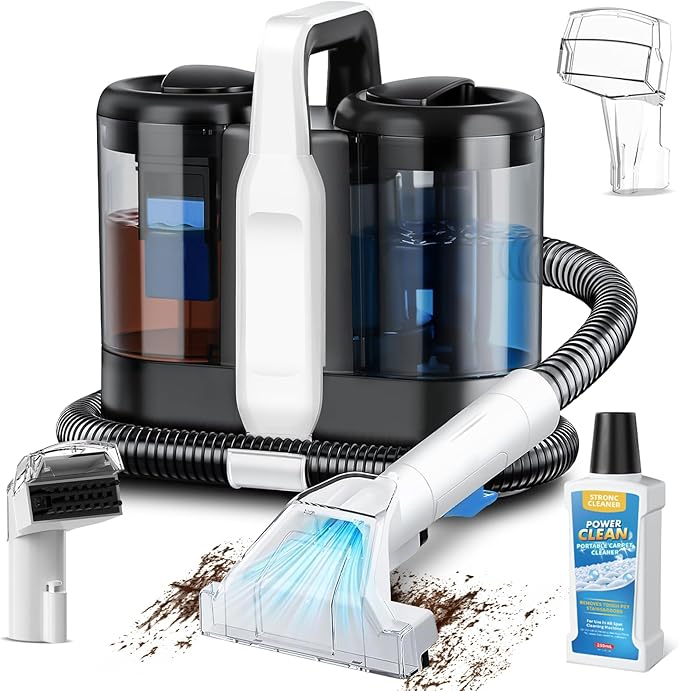 Carpet Cleaner, Portable Spot Cleaner 600W, Pro 18Kpa Upholstery Cleaner to Remove Spills & Pet Messes, Carpet Stain Remover for Carpets, Upholstery, Stairs, Car & Sofa Cleaner (White)