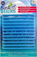 Sink Stick | Plughole Sticks | Drain Unblocker & Sanitation. Sticks for Bathroom & Kitchens, Drain Cleaner & Deodoriser, Prevent Hair Blockages Forming | Pack of 12 Sticks, 1 Year Supply